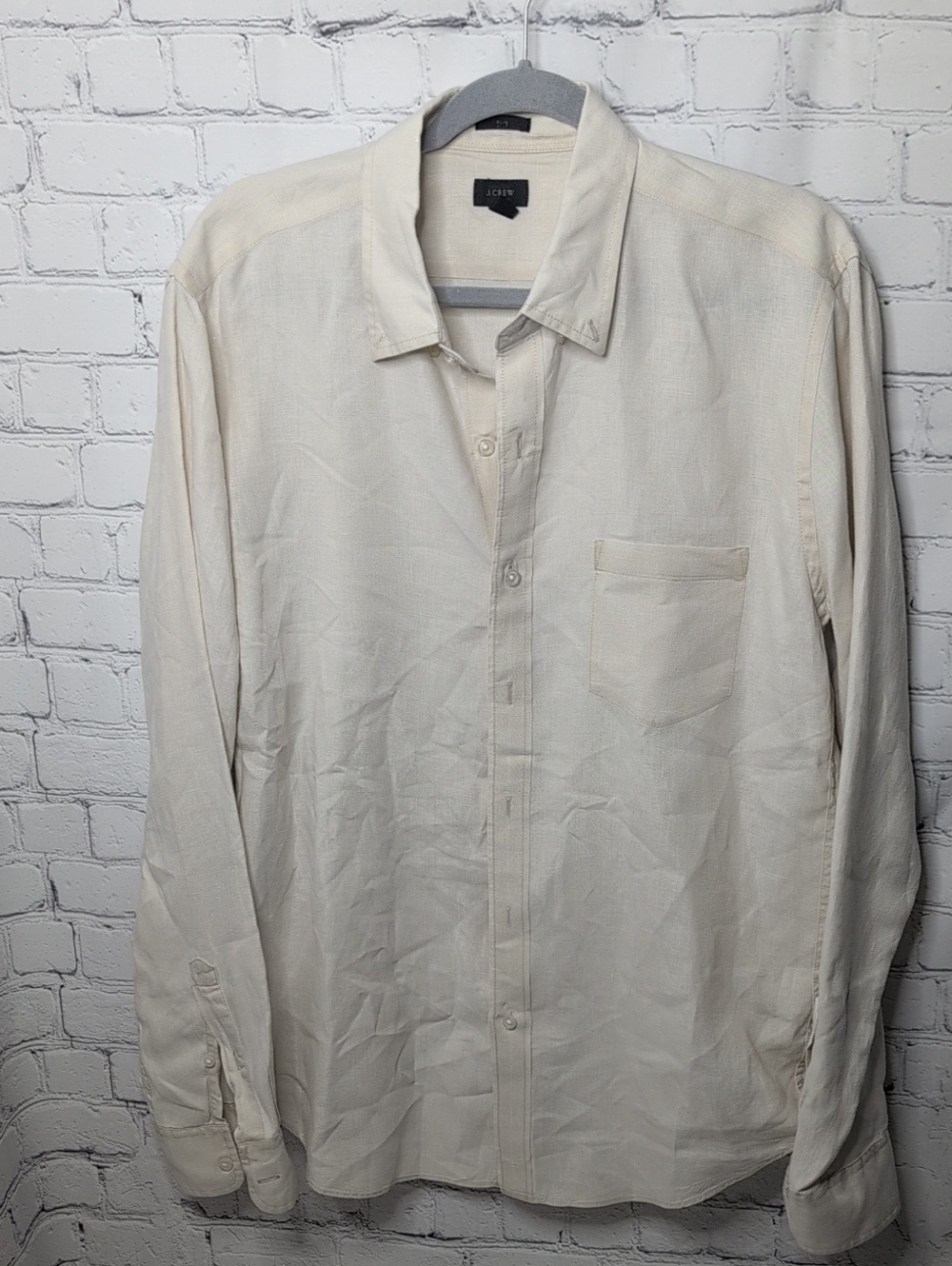 J. Crew Slim Fit Irish Linen Long Sleeve Button Down In Oatmeal/Cream